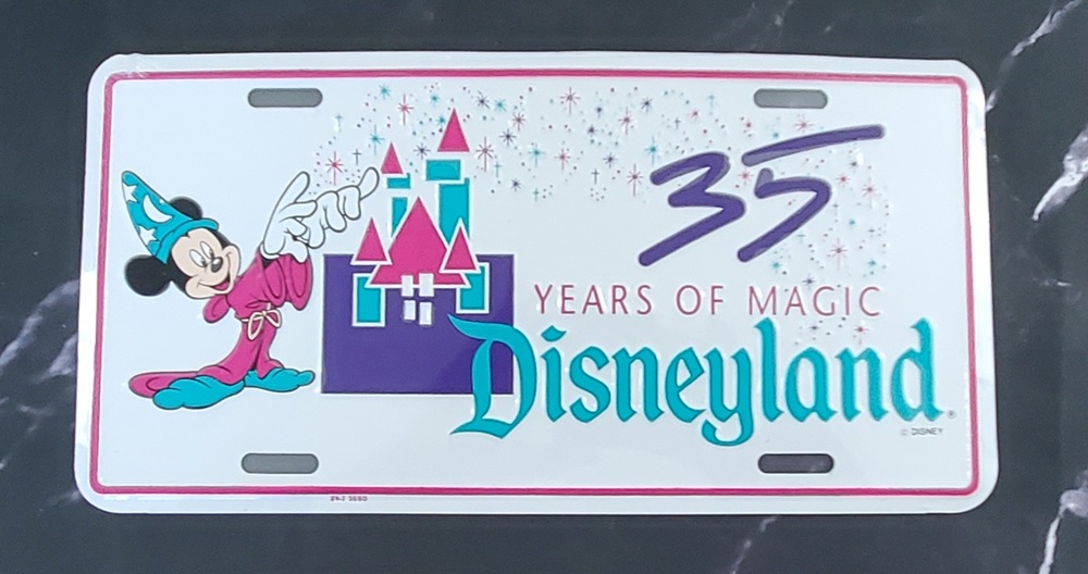 Disneyland 35 Years of Magic License Plate Cover Mickey Mouse Sorcerer Fantasia